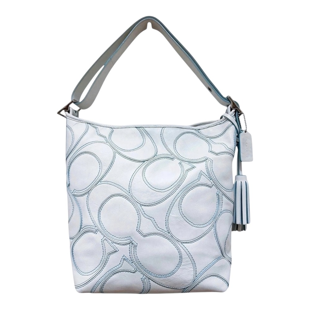 Coach Legacy Omotesando Duffle Shoulder Bag White Leather Patchwork 23421